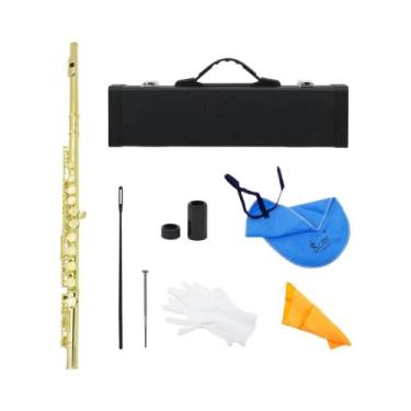 Imagem de Banhado a Prata SLADE 16 Key C Flauta Instrumento Musical Transversal 