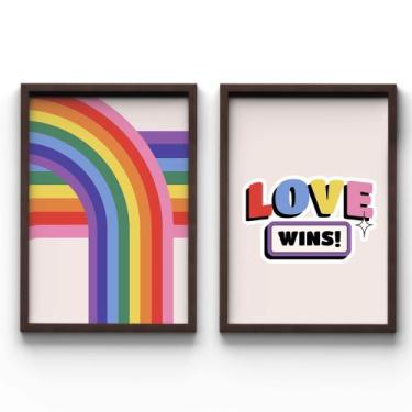 Imagem de Kit 2 Quadros Decorativos O Amor Vence Orgulho Lgbtqia+ A2 - Abstratta