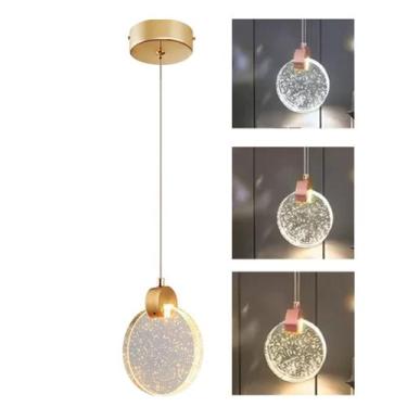 Imagem de Lustre Luminaria Pendente Lua Cristal Bolhas Led Iluminaçao Casa Quart