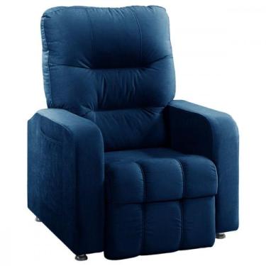 Imagem de Poltrona Reclinavel Do Papai Maldivas Tecido Suede Azul - Star Confort