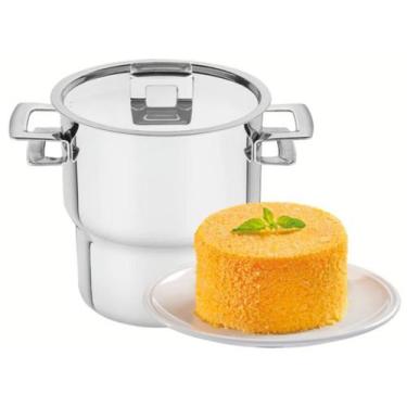 Imagem de Cuscuzeira Aço Inox 2,1 L Fogão Indução Gás Panela Cozinha Utensílio P