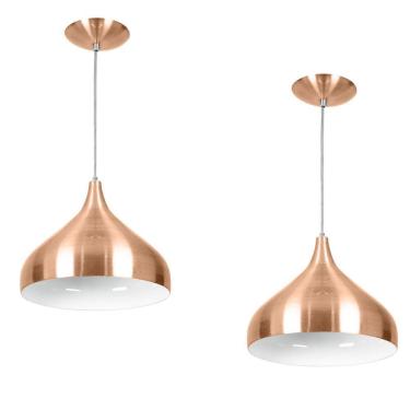Imagem de Kit 2 Lustres Pendente Aladim New Cobre 24cm