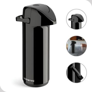 Imagem de Garrafa Termica Preta 1L Café Cha Pressão Alça Com Alça Unitermi