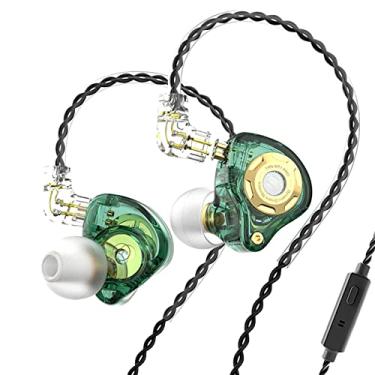 Imagem de FEDAI TRN MT1 PRO HiFi in Ear Monitor Dual Magnetic Dynamic Driver Fone de ouvido esportivo intra-auricular com cancelamento de ruído com pino C destacável cabo de 0,75 mm (com microfone, verde)