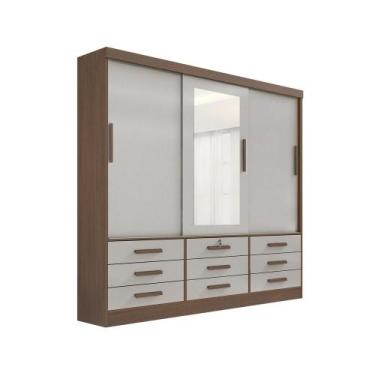 Imagem de Guarda Roupa Casal Meridian com Espelho 3 Portas 9 Gavetas com pés - D