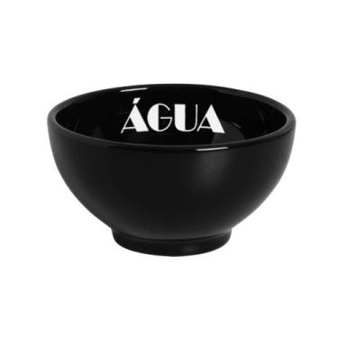 Imagem de Kit Comedouro Preto/Branco Suporte Médio - Cerâmica Regina