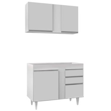 Imagem de Armário Aéreo Indiana E Balcão Para Pia 100cm Luziania Branco - Lumil