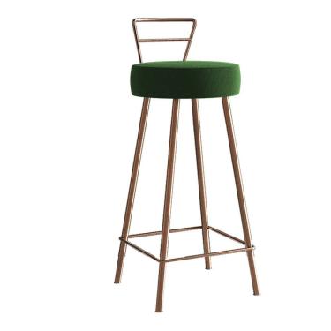 Imagem de Banqueta Alta Com Encosto Tyna Eiffel Cozinha Bar Bistrô Ferro Bronze Suede Verde Musgo - Amey Decor