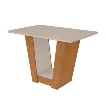 Imagem de Mesa De Jantar Apogeu 120 Cm Amêndoa Clean Off White Tampo Com Vidro - Lopas