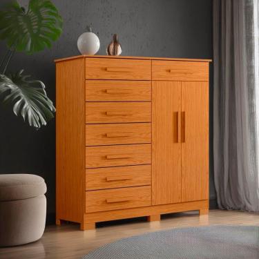 Imagem de Cômoda 8 Gavetas 2 Portas Com Cabideiro Cinamomo Vino Shop Jm
