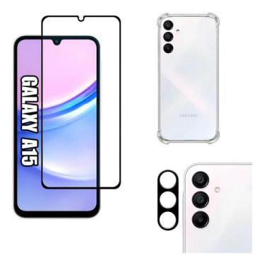 Imagem de Kit Para Samsung Galaxy A15 Película Vidro 3d, Capa e Película Câmera 