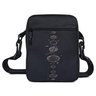 Imagem de Bolsa Shoulder Bag Preta Sistema Solar Pequena Necessaire Transversal 