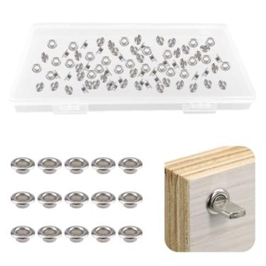 Imagem de UFURMATE 200 peças de tampas de pino de prateleira prata com furos pinos de prateleira resistentes ilhós de reforço para estante de livros, armário, suporte de prateleiras de armário (7 mm, círculo