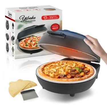 Imagem de YIBAKE Forno De Pizza Interno - 12'', Elétrico, Com Controle Duplo Temperatura, Aquece Até 800°F, Bancada Isolamento Térmico, Pedra Cerâmica Para Assar, Pizzas Massa Crocante Em Minutos
