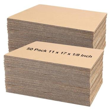 Imagem de HEIHAK Pacote Com 50 Folhas De Papelão Ondulado 11 X 17 Pol., 1/8 Pol. Espessura, Almofadas Retangulares Planas Para Artesanato, Remessa, Embalagem, Correspondência, Divisórias, Marrom