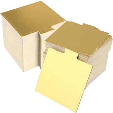 Imagem de MUKLEI Pacote Com 500 Mini Tabuleiros Para Bolo - Base De Papelão Dourada Quadrada À Prova Gordura Mousse, Cupcakes, Pães, Doces E Sobremesas, Display Descartável