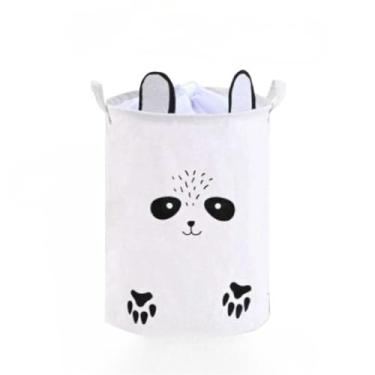 Imagem de Cesto Organizador Multiuso em Tecido Dobrável - Para Roupas, Brinquedos, Itens Domésticos (40L, Preto) - Prático e Resistente(Panda 40L)