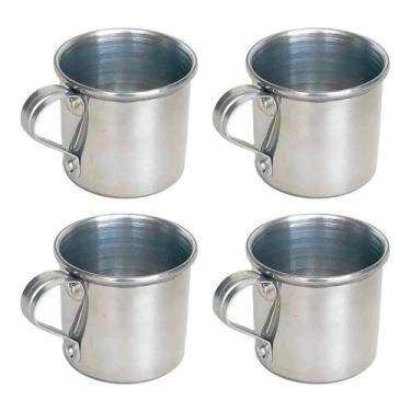 Imagem de Kit 4 Canecas Em Alumínio Estilo Moscow Mule Decor - Prata - Retrofenn