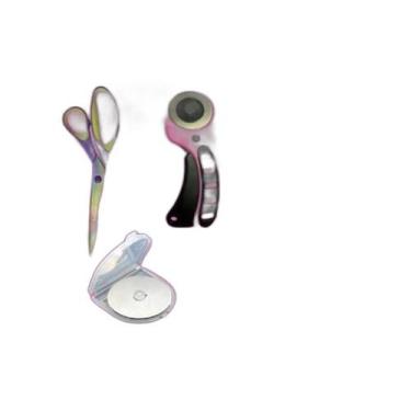 Imagem de Kit Base De Corte 45X30 Cortador Régua Tesoura Titânio Rosa - Artmak