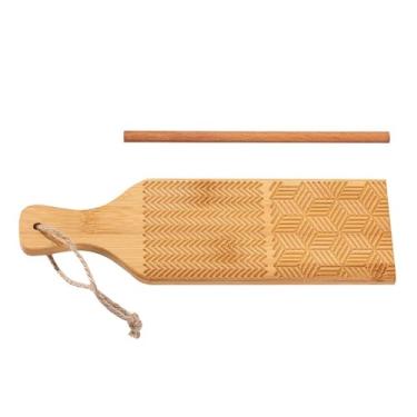 Imagem de Bothyi Tábua de nhoque de madeira com rolo, ferramenta de modelagem de massa de bambu, pá de manteiga de madeira para fazer massa