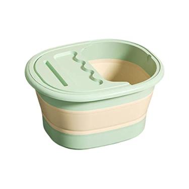 Imagem de OIIBWQ Banheira Dobrável para Banho de Pés com Tampa, Economiza Espaço E Possui 26 Pontos de Massagem, Relaxante E Calmante para Pés Cansados, Grande Bacia P, VERDE, Tamanho real