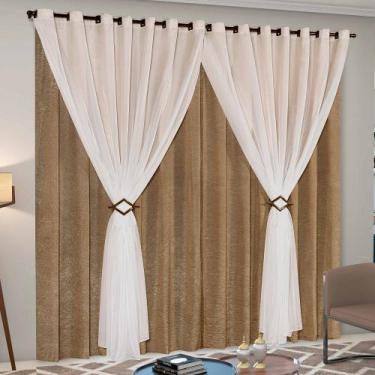 Imagem de Cortina Cetim Voil com Presilhas Cecília para Sala Quarto 4,00x2,50 - 