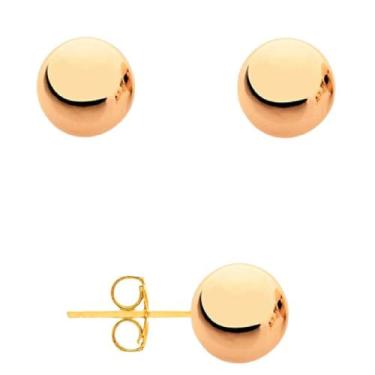 Imagem de Brinco Feminino Rommanel Bolinha Folheado Ouro 18k Antialérgico 8 Mm