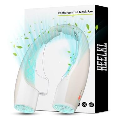 Imagem de Heelkl Ventilador de pescoço AI, ventilador pessoal portátil ajustável de 4 velocidades, recarregável, bateria de 4000 mAh, ventilador vestível de resfriamento mais rápido, ultra silencioso para casa,