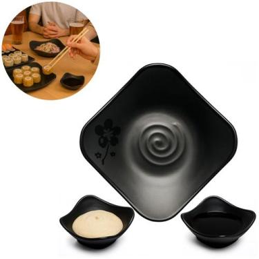 Imagem de Molheira Kanpai 100ml Pra Molho Shoyu Sushi Preto - Best