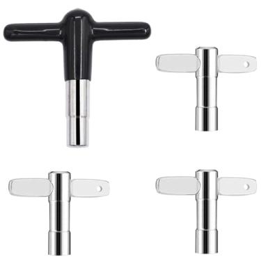 Imagem de EASTROCK Pacote com 4 chaves de bateria de alto torque com alças de borracha e plástico de material mais avançado, chave universal de afinação de bateria ferramenta de hardware de percussão com furo