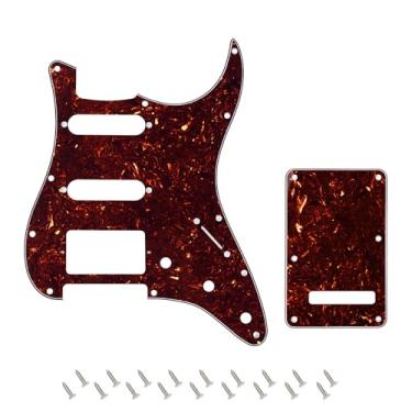 Imagem de Banworks 4Ply Strat HSS Pickguard 11 furos Pickguard placa de arranhão com placa traseira 6 furos Tremolo conjunto de capa para EUA/estilo moderno mexicano padrão Stratocaster ST JT/HB-09 marrom