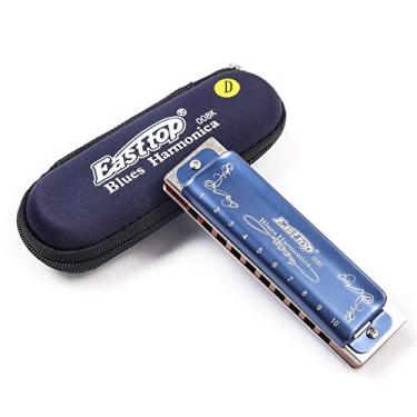 Imagem de Gaita azul Diatonic Blues, órgão de boca de harpa azul, 10 buracos, tecla D de gaita de 20 notas com concha azul, gaita padrão para profissionais, adultos, iniciantes, crianças e estudantes