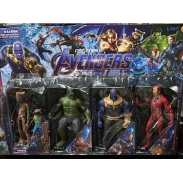 Imagem de Brinquedo Kit 4 Bonecos Vingadores 17 Cm / Hulk / Thanos / Groot - Sob