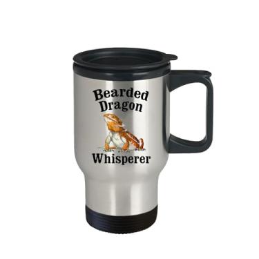 Imagem de Caneca de viagem Bearded Dragon Whisperer - Copo isolado de café com dragão barbudo Whisperer - Presentes de dragão barbudo