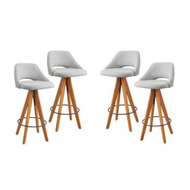 Imagem de Kit 4 Banquetas Giratórias Estofadas com Encosto Nicole - Zurc Decor