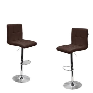 Imagem de Kit 3 Banquetas Confort Gomos Estofada Couro Giratória c/Regulagem (Marrom)