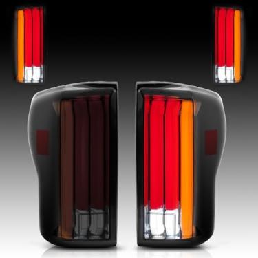 Imagem de Luzes traseiras de LED compatíveis com Toyota Tundra 2007-2013 conjunto de luz traseira de lente fumada montagem de luz de freio traseiro lâmpadas traseiras