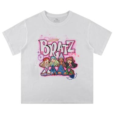 Imagem de Bratz Camiseta Feminina Original Para Bonecas - Yasmin, Cloe, Jade E Sasha, Gráfica Vintage Dos Anos 90 (Branca Bordada, Tamanho Médio)