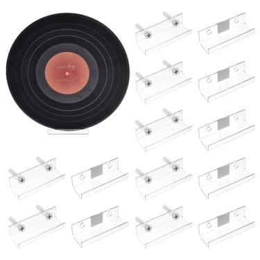 Imagem de PH PandaHall 18 conjuntos de estantes de discos de vinil acrílico, suporte para discos, prateleiras flutuantes transparentes, suporte de exibição de álbum, suporte de revistas para decoração de parede