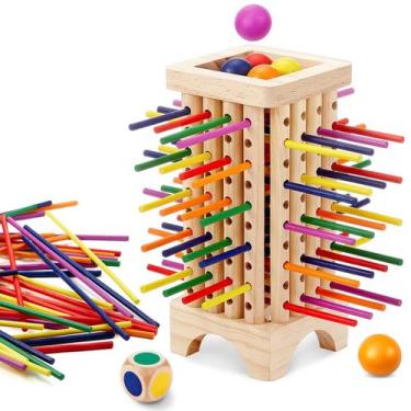 Imagem de Jogo Montessori Relaxgiant Colorful Wooden Sticks Tower