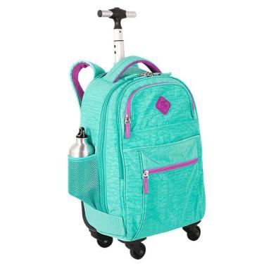 Imagem de Mochila Carrinho 4 Rodas Sestini Rolling Crinkle Az Turquesa
