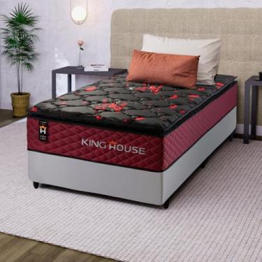 Imagem de Conjunto Cama Box Branco c/Molas Ensacadas Toronto Vermelho Solteiro 96x203x66