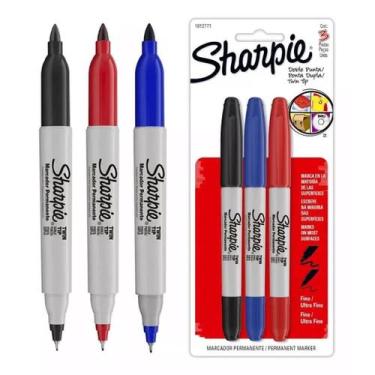 Imagem de Caneta Permanente Sharpie Twin Ponta Dupla-kit Com 3 Unid.