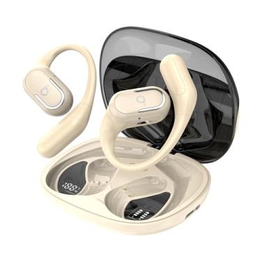 Imagem de Fone De Ouvido Bluetooth Esportes, Basike T7, IPX6/OWS, Tela LED Dupla, Fone de Ouvido Estéreo Hi-Fi, Suporta Chamadas de Voz, 60 Horas em Standby Para Corrida e Exercícios ao Ar Livre (PRO Branco)