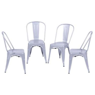 Imagem de Kit 04 Cadeiras Boxbit Titan Tolix Estrutura em Aço Pintura Epoxi Cinz