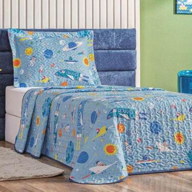 Imagem de Colcha Solteiro Bouti Kids Dupla Face Estampado 2 Peças - Astronauta -