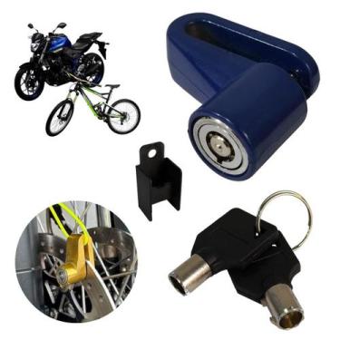 Imagem de Trava de disco para moto e bicicleta antifurto com 2 chaves tubulares 