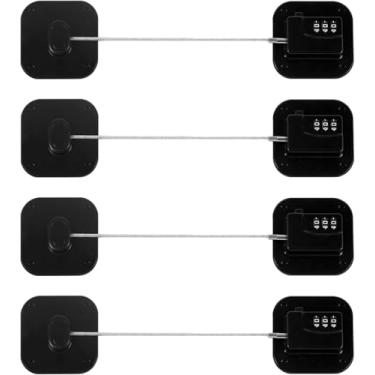Imagem de Fechadura de geladeira, freezer, fechaduras infantis para armários e gavetas, fácil instalação, combinação sem chaves, armário de segurança multifuncional para crianças (4, preto)