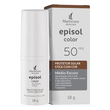 Imagem de Mantecorp - Episol Color Stick Médio Escuro FPS 50 – Protetor solar em bastão com efeito maquiagem – Alta proteção UVA UVB e luz visível