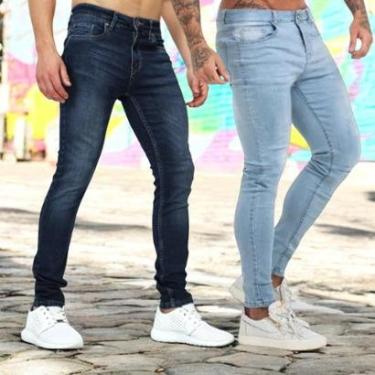 Imagem de Kit c/2 Calças Jeans LISA Skinny Masculina Slim Elastano Casual Sport 1051-Masculino